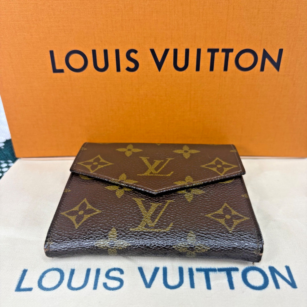 Louis Vuitton LV Vtg Monogram Porte-Monnaie Wallet Trifold Coin Pouch Auth COA